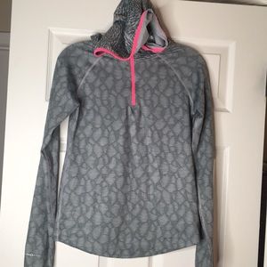 Girls XL Nike pro hoodie jacket gray pink EUC